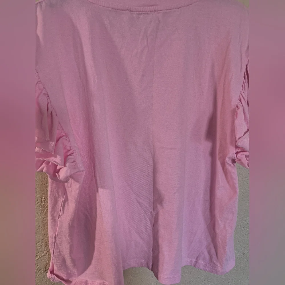 Zara Pink Sz M Ruffle Sleeve Top - Picture 5 of 8
